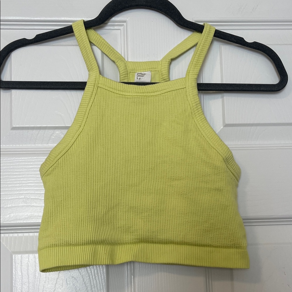 Fabletics Green Ribbed Crop Tank Top